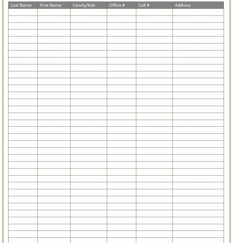 Phone Contact List Template Unique Free Printable Contact List Templates