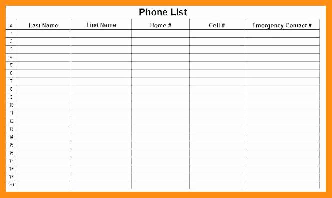 Phone Number List Template Awesome 11 12 Emergency Phone Numbers List Template