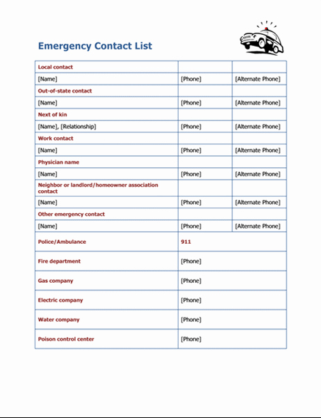 Phone Number List Template Best Of Emergency Contact List