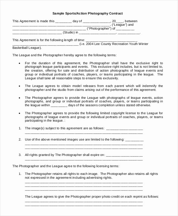 Photography Contract Template Free Beautiful Graphy Contract Example 11 Free Word Pdf Documents