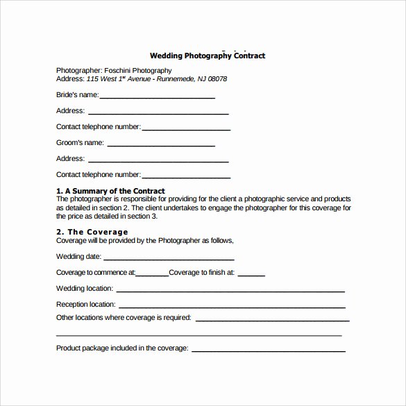 Photography Contract Template Free Best Of 14 Wedding Graphy Contract Templates to Download