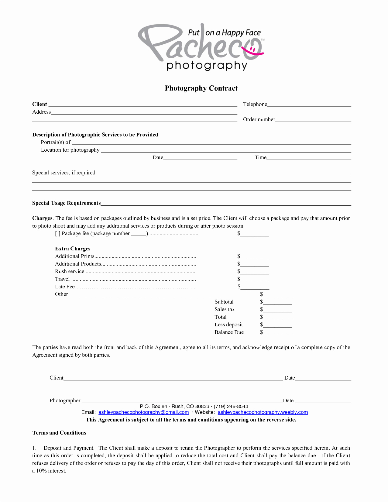 Photography Contract Template Free Lovely 5 Graphy Contract Template