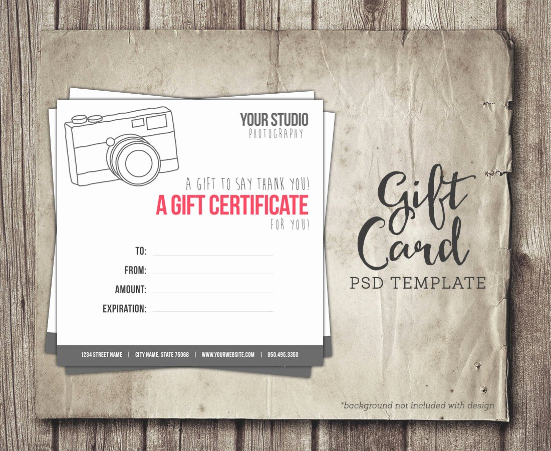 Photography Gift Certificate Template Free Lovely Graphy Gift Card Template Digital Gift Certificate