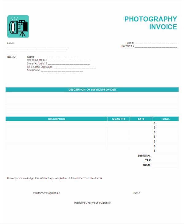 Photography Invoice Template Word Elegant 8 Graphy Invoice Samples – Pdf Word