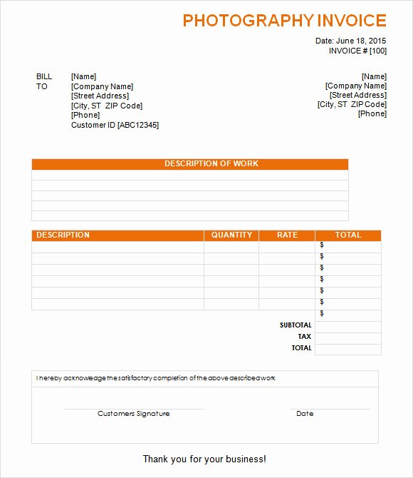 Photography Invoice Template Word Inspirational 8 Graphy Invoice Samples Examples Templates