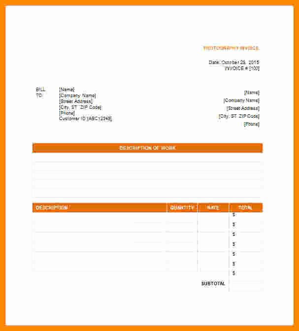 Photography Invoice Template Word Luxury 7 Photography Invoice Template Free