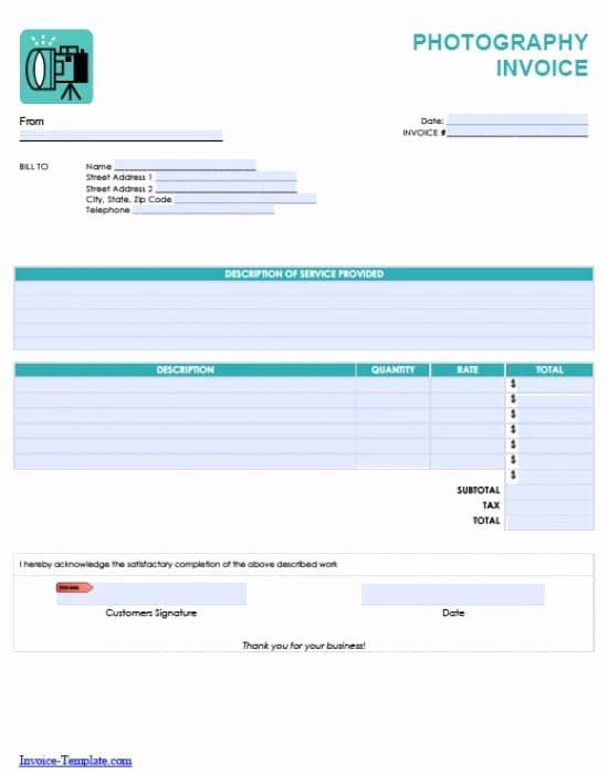 Photography Invoice Template Word New Free Graphy Invoice Template Excel Pdf