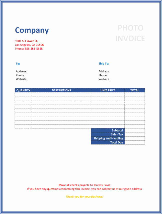 Photography Invoice Template Word Unique 5 Graphy Invoice Templates to Make Quick Invoices