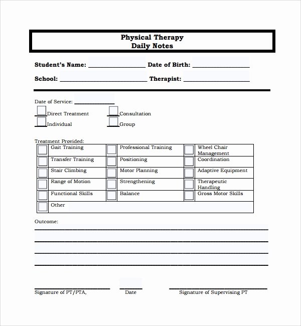 Physical therapy Daily Note Template Fresh 10 Daily Notes Templates