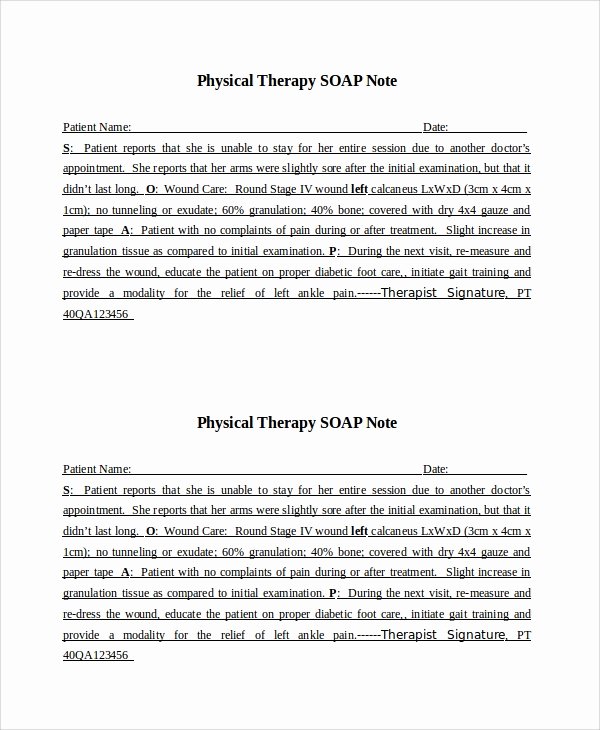 Physical therapy Daily Note Template New 15 soap Note Examples Free Sample Example format