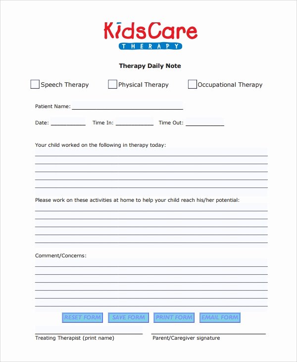 Physical therapy Daily Notes Template Best Of 6 therapy Notes Templates