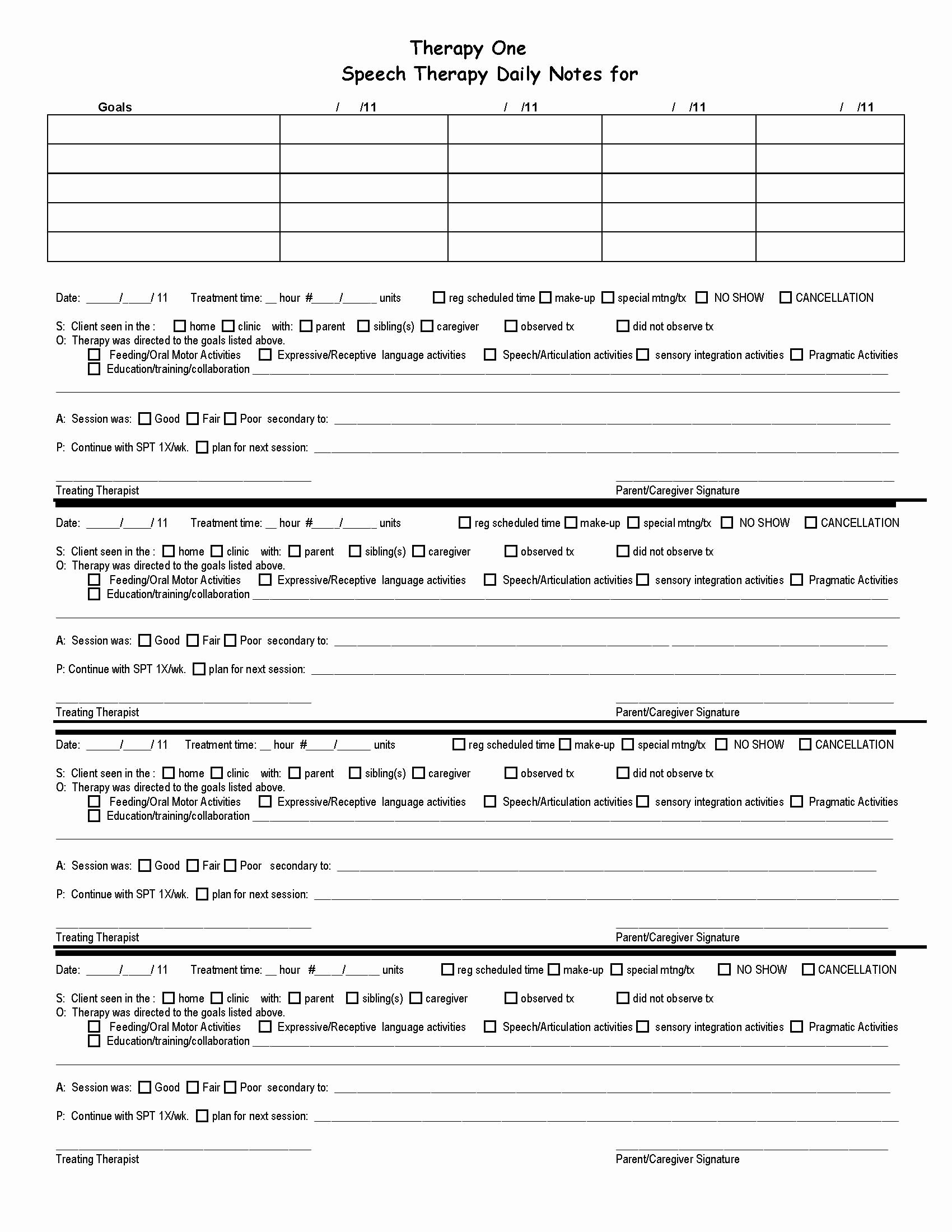 Physical therapy Daily Notes Template Lovely therapy form Redesign before and after