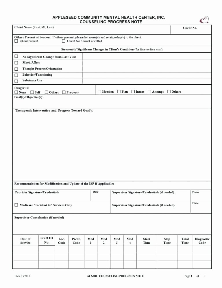 Physical therapy Progress Note Template Awesome Counseling Progress Note Template – Azserverfo