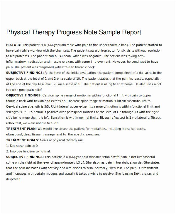 Physical therapy soap Note Template Inspirational 19 Progress Note Examples &amp; Samples Pdf Doc