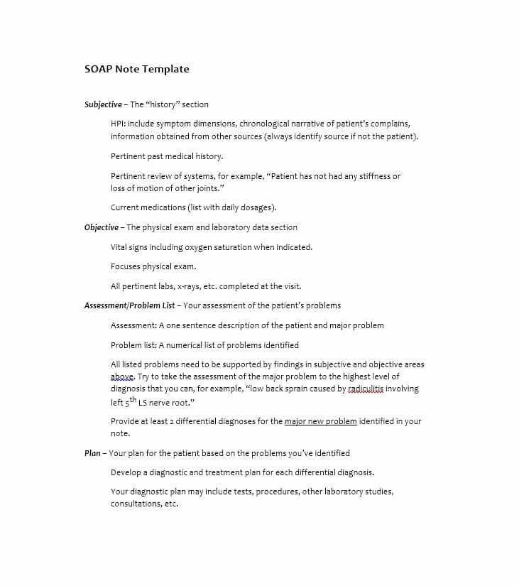Physical therapy soap Notes Template Awesome 40 Fantastic soap Note Examples &amp; Templates Template Lab