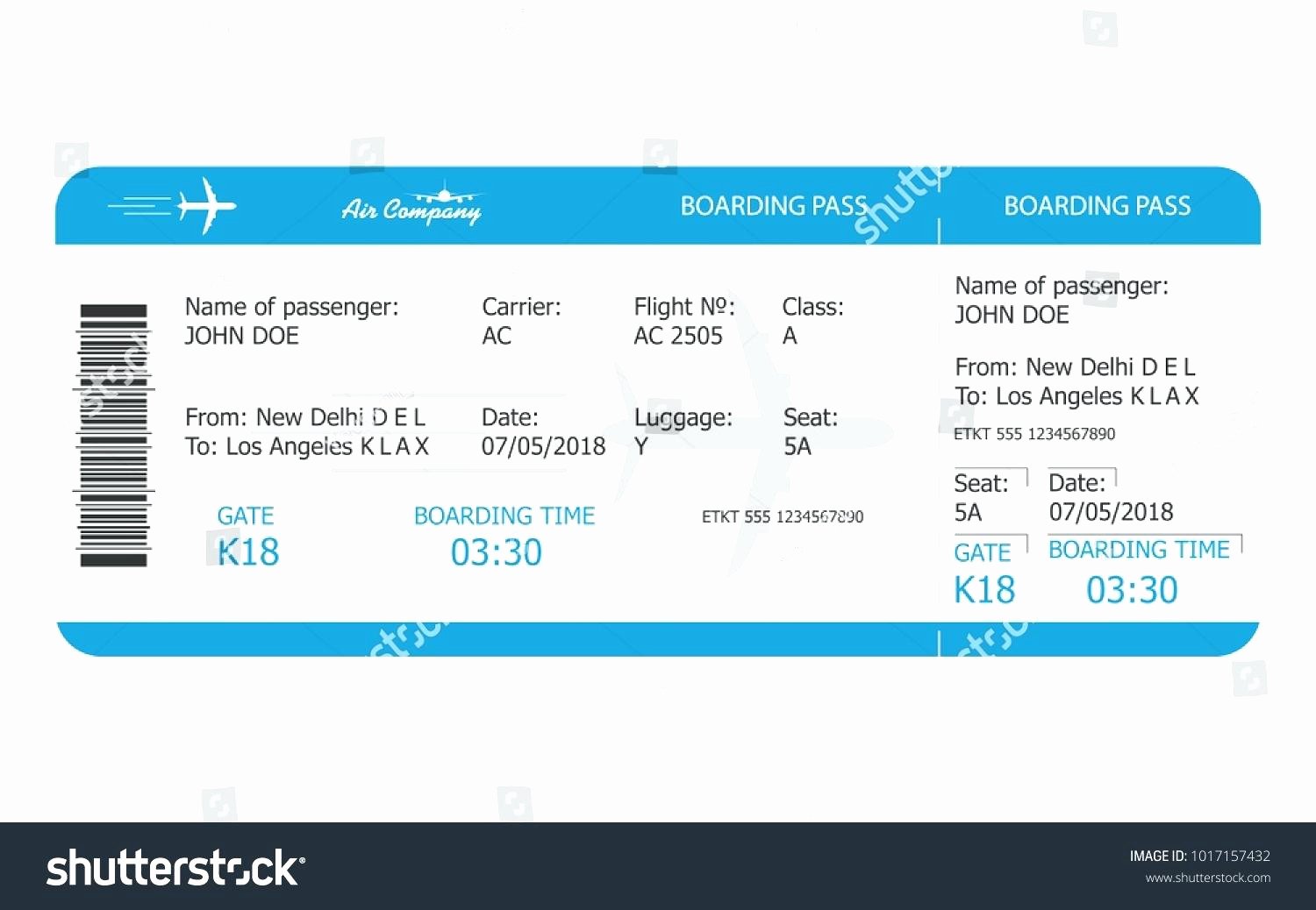 Plane Ticket Template Word Fresh Template Travel Ticket Template