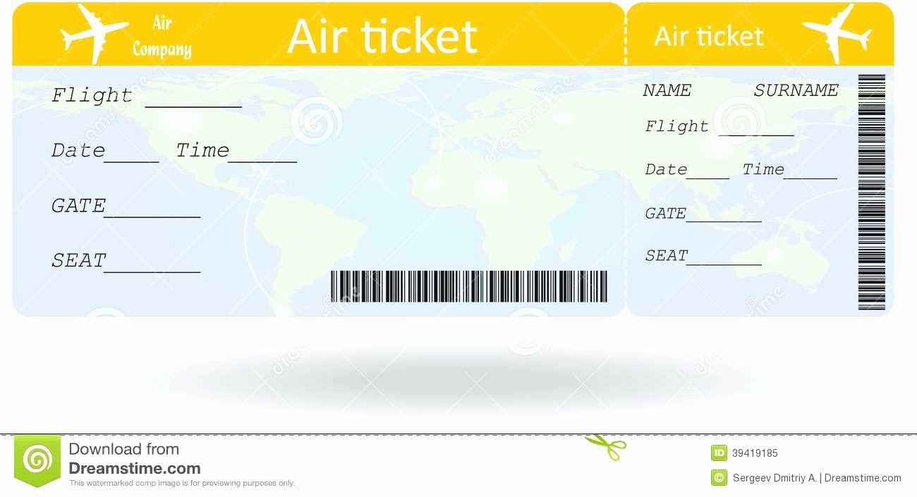 Plane Ticket Template Word New Airline Ticket Template