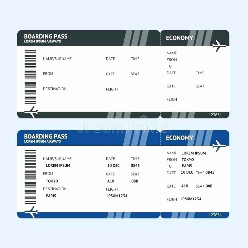 Plane Ticket Template Word New Boarding Pass Template Microsoft Word Train Ticket