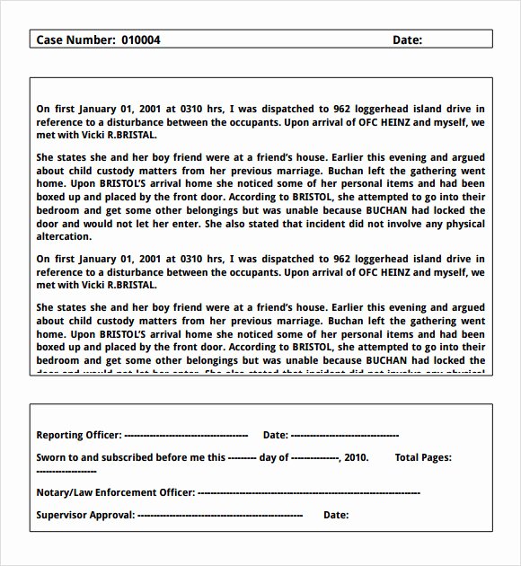 Police Report Template Pdf Awesome 8 Sample Police Reports