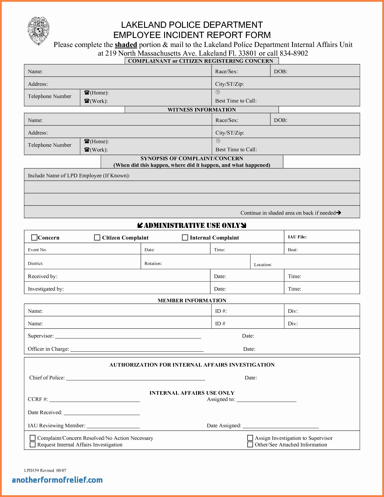 Police Report Template Pdf Best Of Blank Police Report Template Pdf 14 El Parga