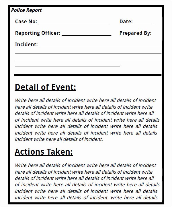 Police Report Template Pdf New 5 Sample Police Reports