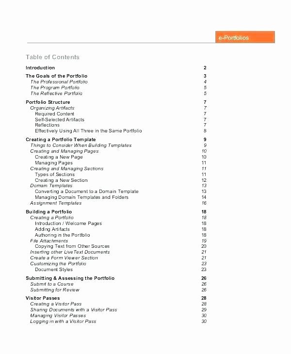 Portfolio Table Of Contents Template Elegant Cookbook Table Of Contents Template