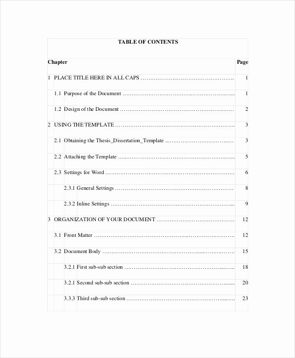 Portfolio Table Of Contents Template Lovely Table Contents Template 10 Free Word Pdf Psd