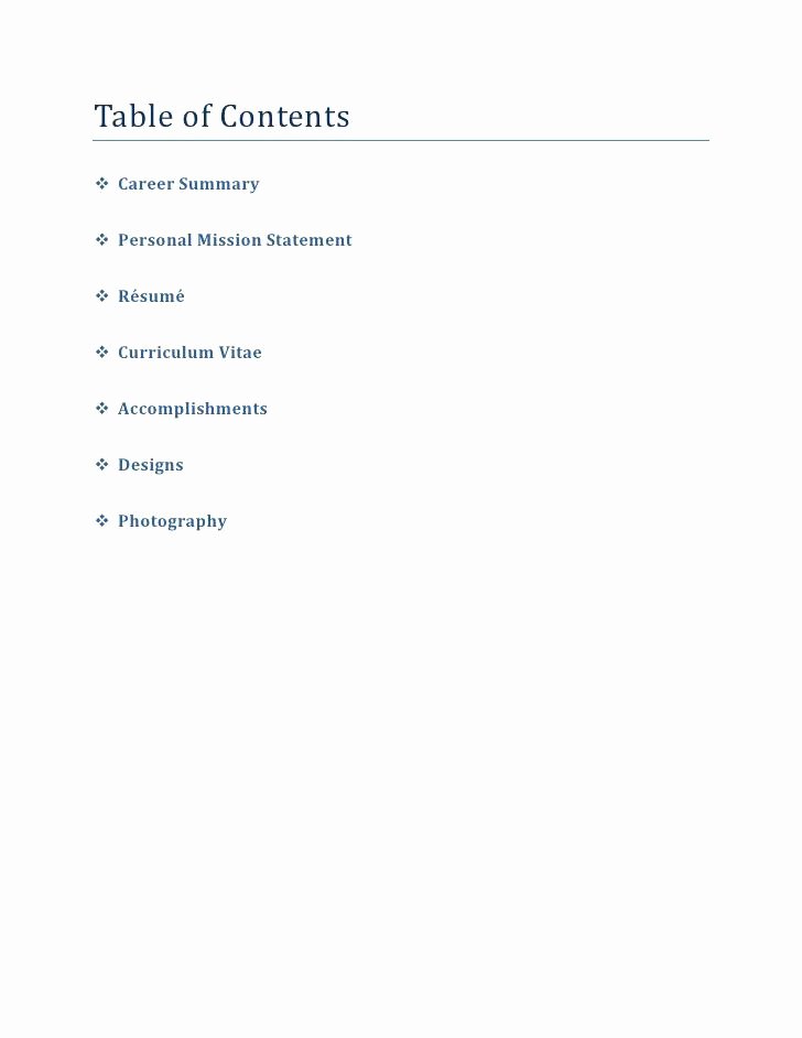 Portfolio Table Of Contents Template Unique Portfolio Table Of Contents Layout – Davidbodner