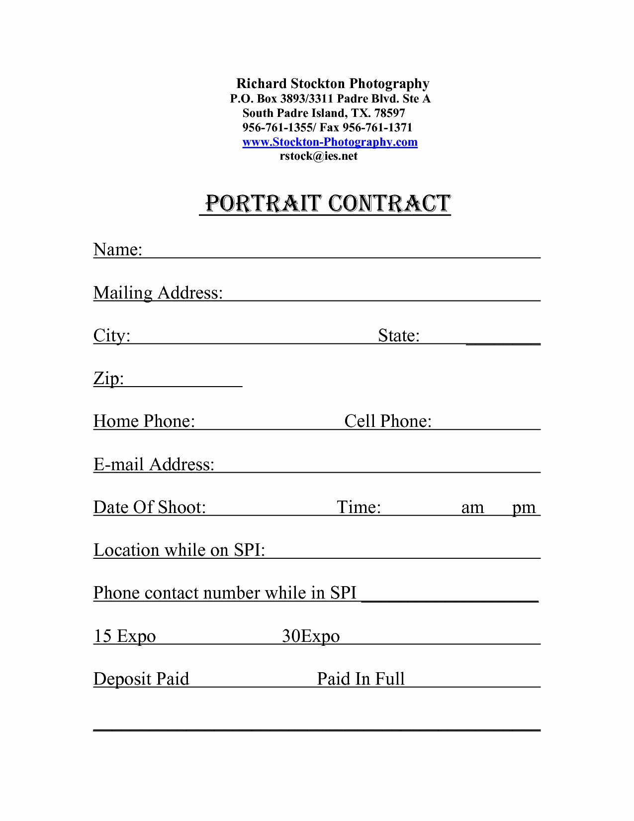 Portrait Photography Contract Template Best Of Portrait Graphy Contract Template Free Printable
