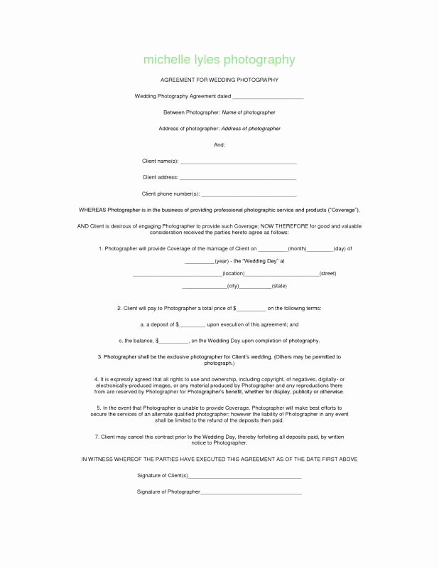 Portrait Photography Contract Template Lovely Portrait Graphy Contract