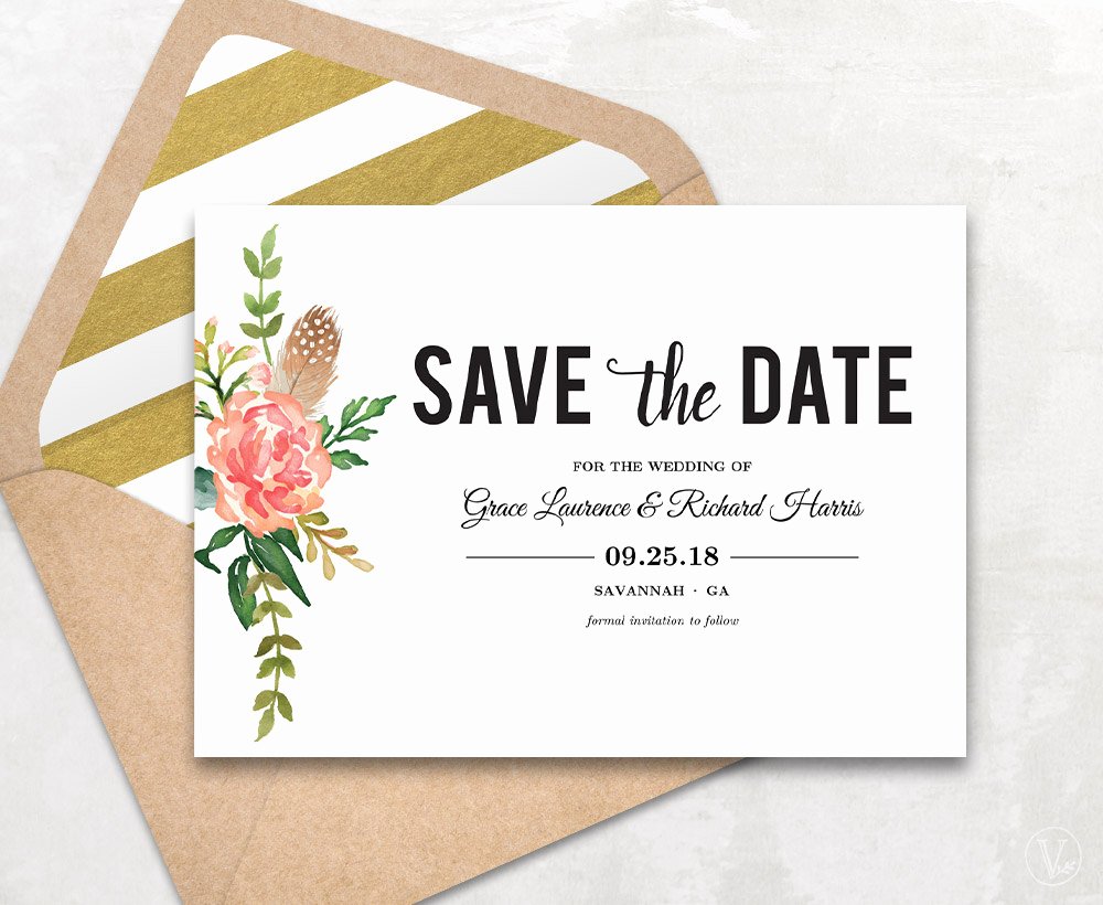 Postcard Save the Date Template Awesome Save the Date Template Floral Save the Date Card Boho Save