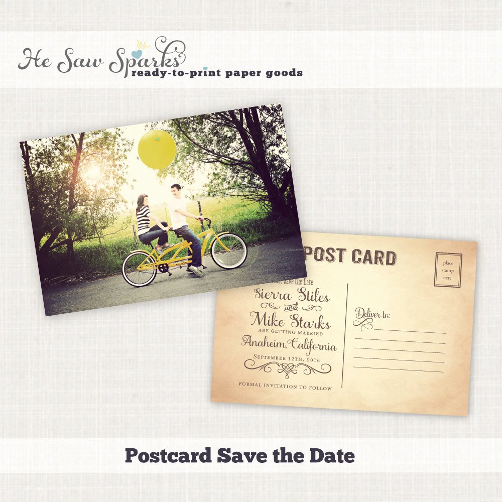 Postcard Save the Date Template Fresh Vintage Postcard Save the Date Diy Printable