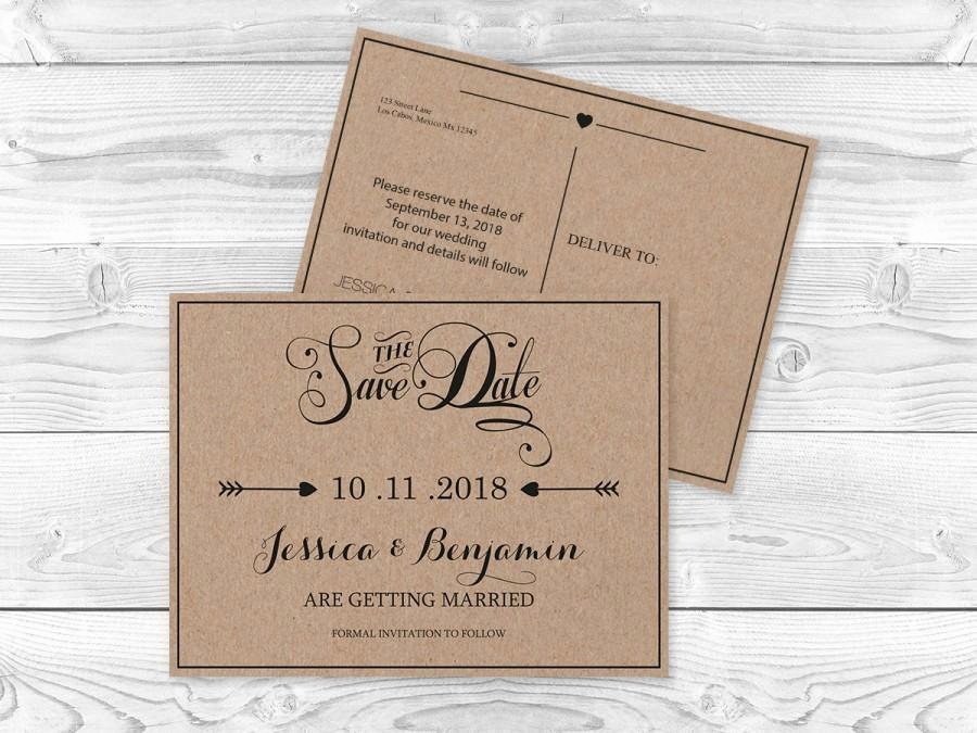 Postcard Save the Date Template Inspirational Kraft Paper Save the Date Postcard Templates Rustic