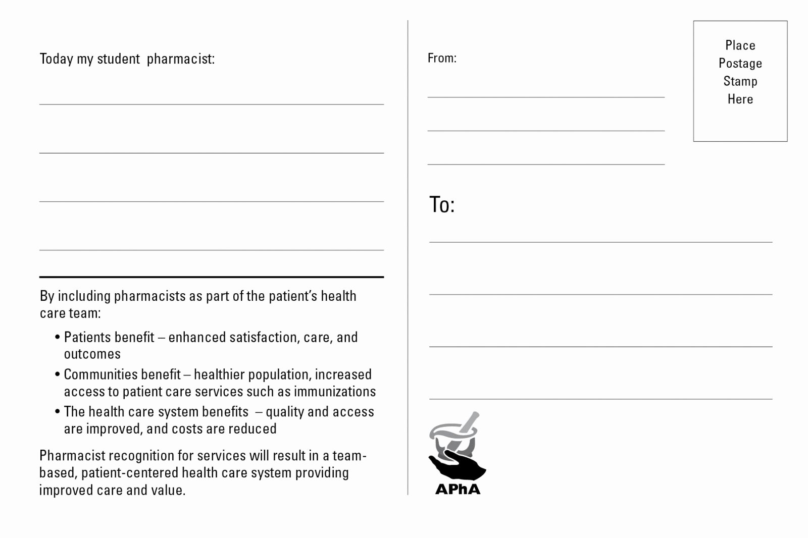 Postcard Template Front and Back Fresh Apha asp Policy Postcard