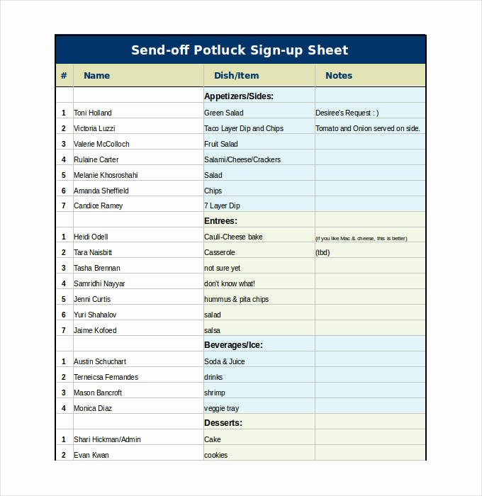 Potluck Signup Sheet Template Excel Best Of Sign Up Sheets 58 Free Word Excel Pdf Documents