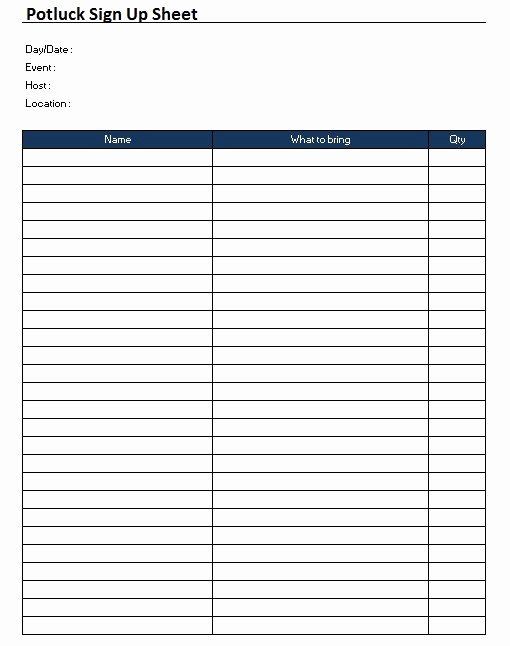 Potluck Signup Sheet Template Excel Elegant 7 Free Sample Potluck Sign In Sheet Templates Printable