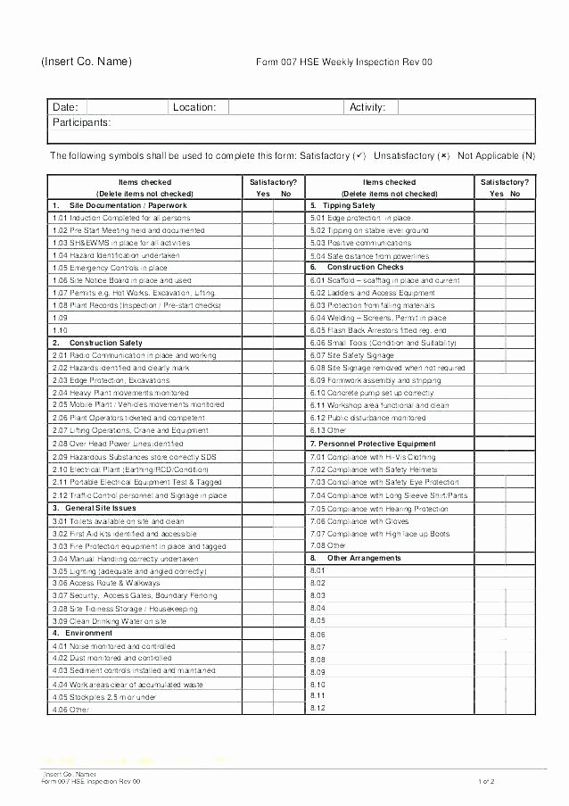 Pre Construction Checklist Template Best Of Construction Checklist Template Pre Start Site