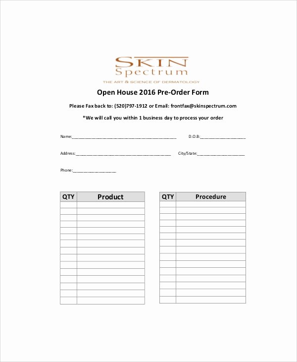 Pre order form Template Fresh 10 Sample Product order forms