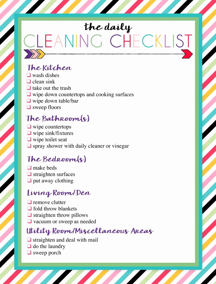 Preschool Cleaning Checklist Template Beautiful Free Printable Daily and Weekly Cleaning Lists