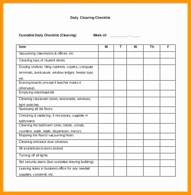 Preschool Cleaning Checklist Template Best Of Classroom Cleaning Checklist Template Preschool Example