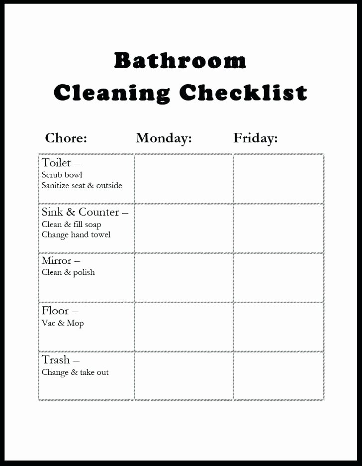 Preschool Cleaning Checklist Template Fresh Bathroom Cleaning Schedule Excel Daycare Bathr 2051