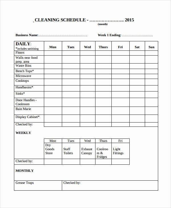 Preschool Cleaning Checklist Template Fresh Cleaning Schedule Checklist House Cleaning Schedule