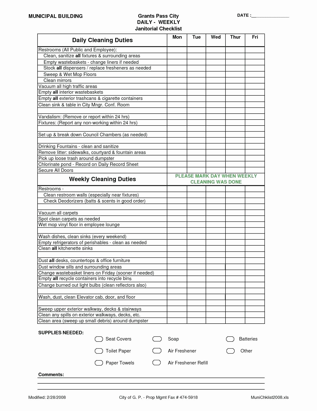 Preschool Cleaning Checklist Template Fresh Daycare Cleaning Checklist Template