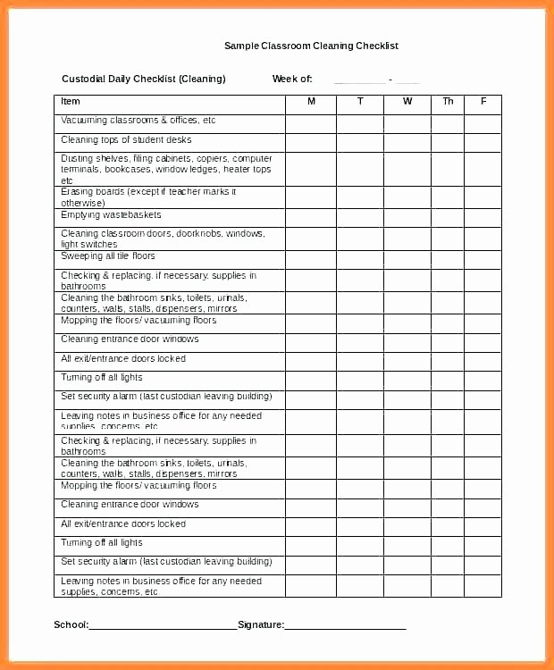 Preschool Cleaning Checklist Template Lovely School Cleaning Schedule Template Sample Kitchen Cleaning