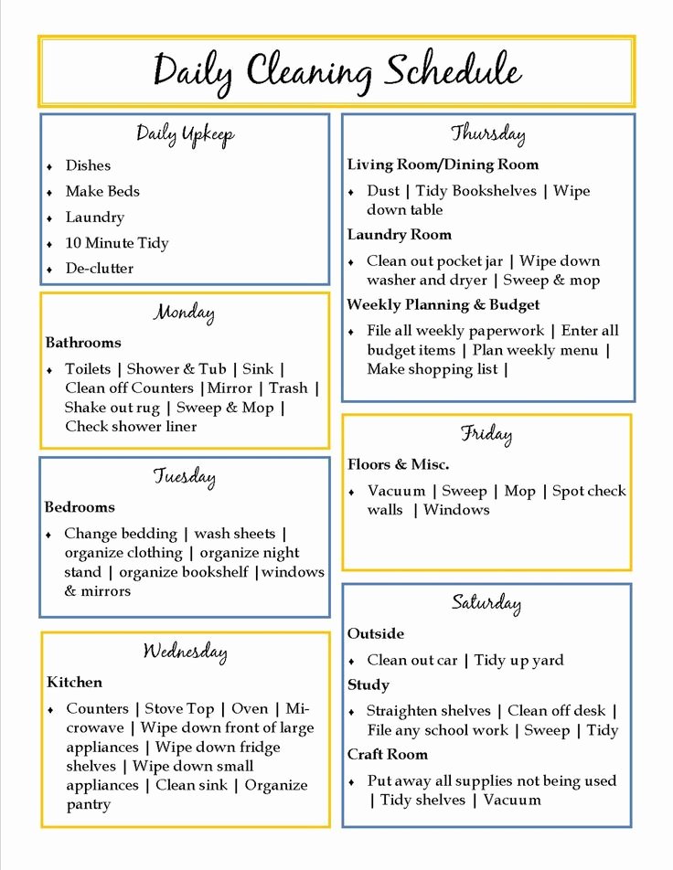 Preschool Cleaning Checklist Template Lovely top 25 Best Daily Schedule Template Ideas On Pinterest