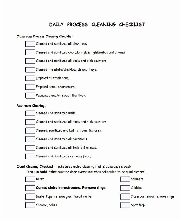 Preschool Cleaning Checklist Template Luxury 5 School Cleaning Schedule Templates 5 Free Word Pdf