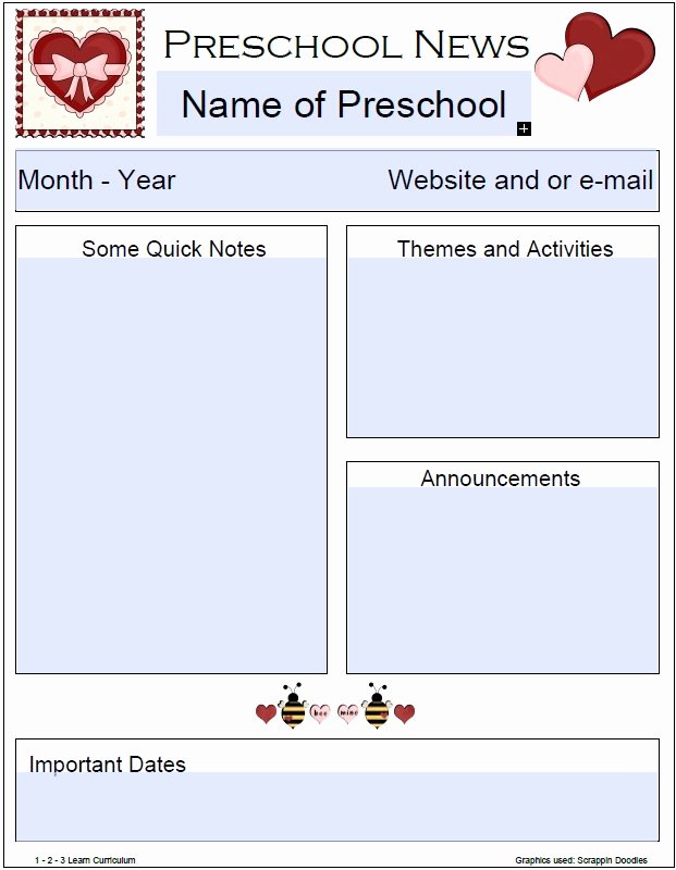 Preschool Newsletter Template Free Best Of 1 2 3 Learn Curriculum Monthly Newsletter Templates