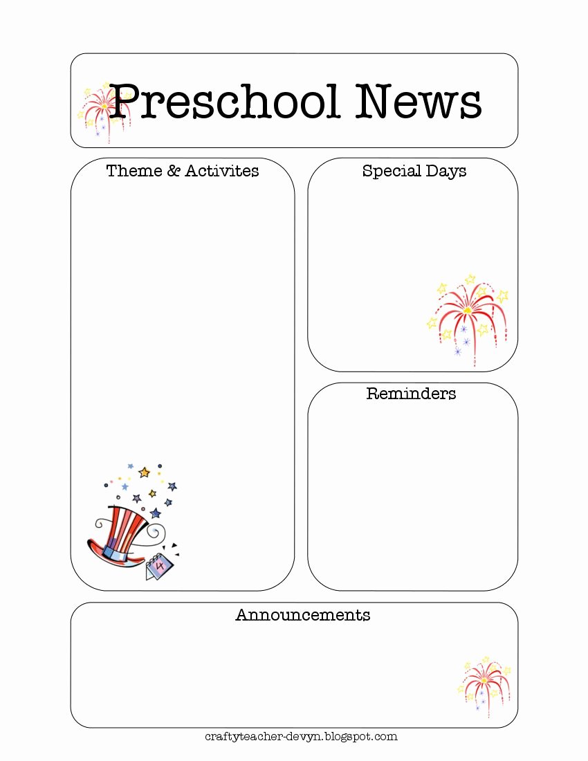 Preschool Newsletter Template Free Fresh July Preschool Newsletter Template