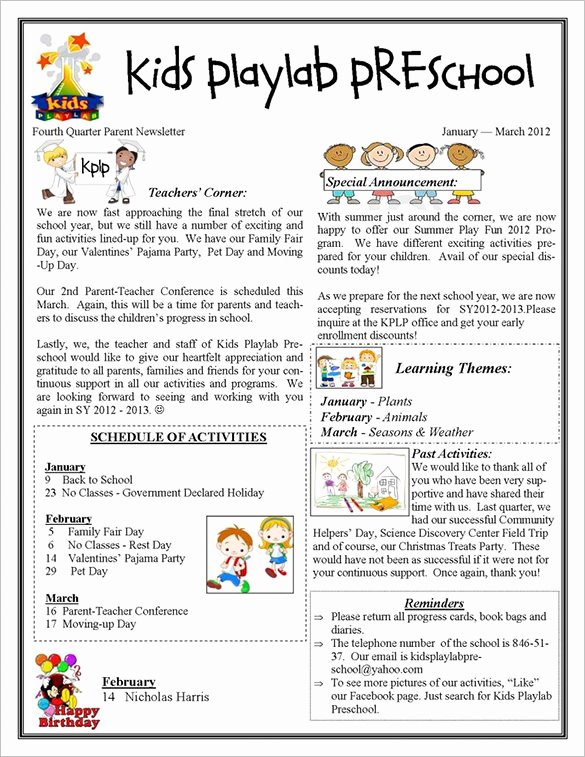 Preschool Newsletter Template Free New 13 Printable Preschool Newsletter Templates – Free Word