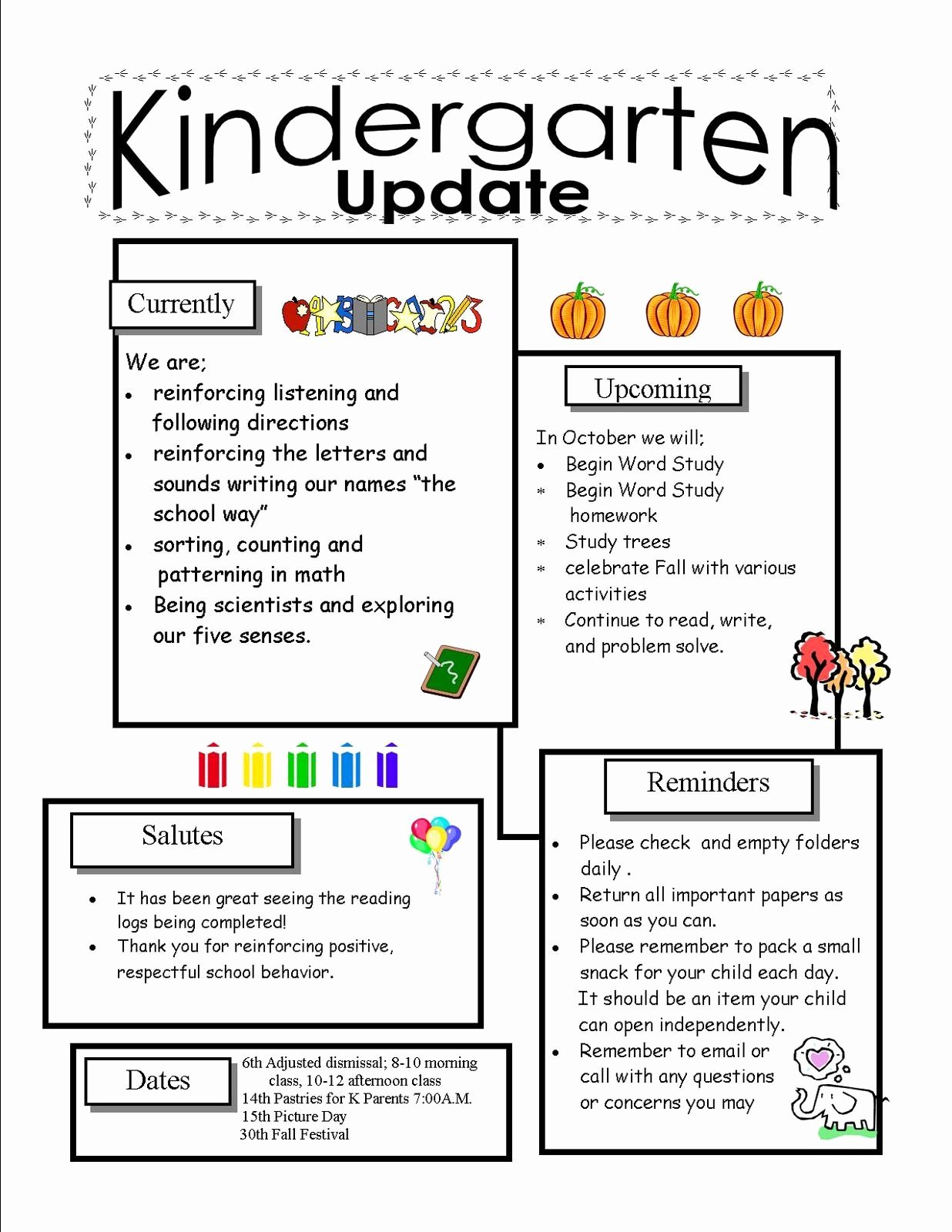 Preschool Newsletter Template Free New Kindergarten Newsletter Templates for Free